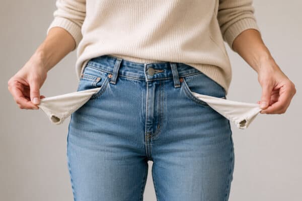 Leere Hosentaschen als Symbol für Geldwunden und Money Mindset
